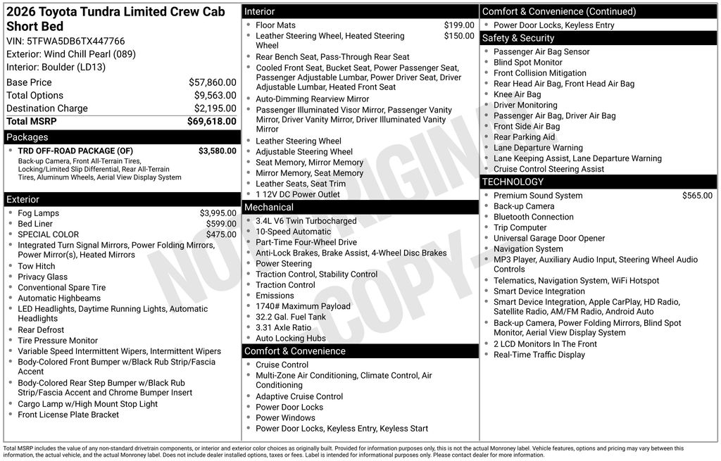 New 2026 Toyota Tundra Limited LIMITED CREWMAX 5.5