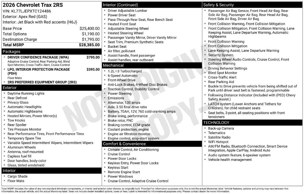 2026 Chevrolet Trax RS - Photo 56