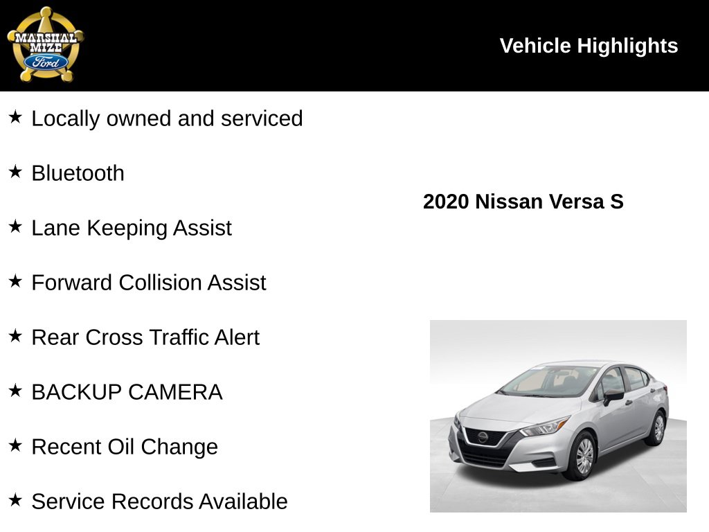 Certified 2020 Nissan Versa 1.6 S Sedan