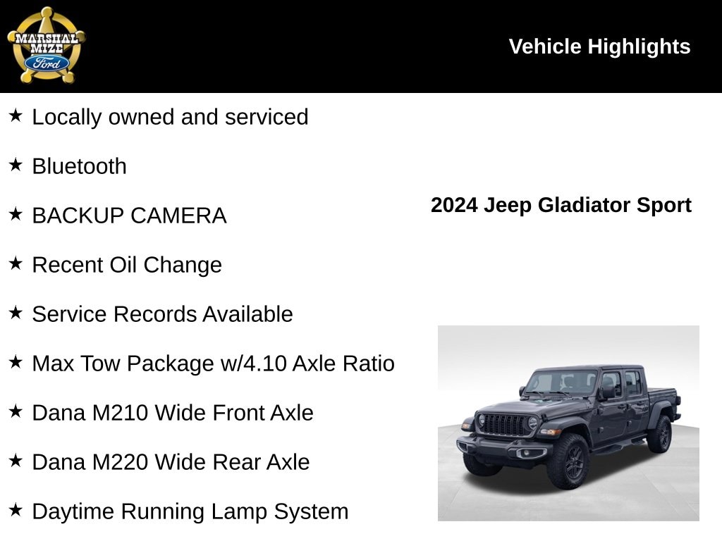 Certified 2024 Jeep Gladiator Sport Truck