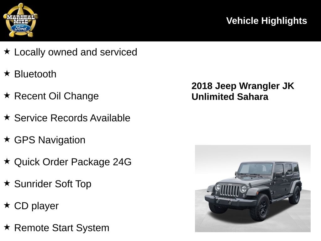 Used 2018 Jeep Wrangler JK Unlimited Sahara SUV