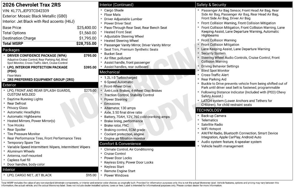 Used 2026 Chevrolet Trax 2RS SUV