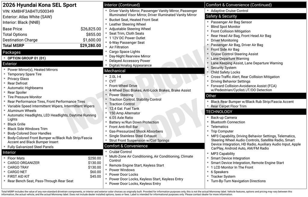 New 2026 Hyundai Kona SEL Sport SUV