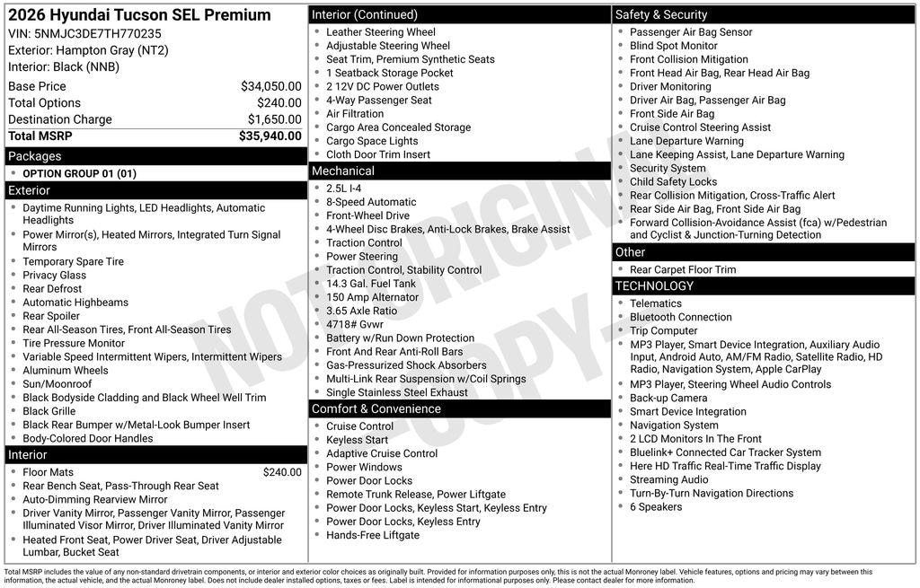 New 2026 Hyundai Tucson SEL Premium SUV