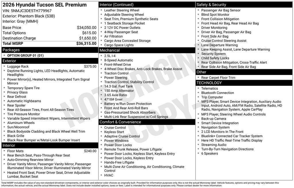 New 2026 Hyundai Tucson SEL Premium SUV