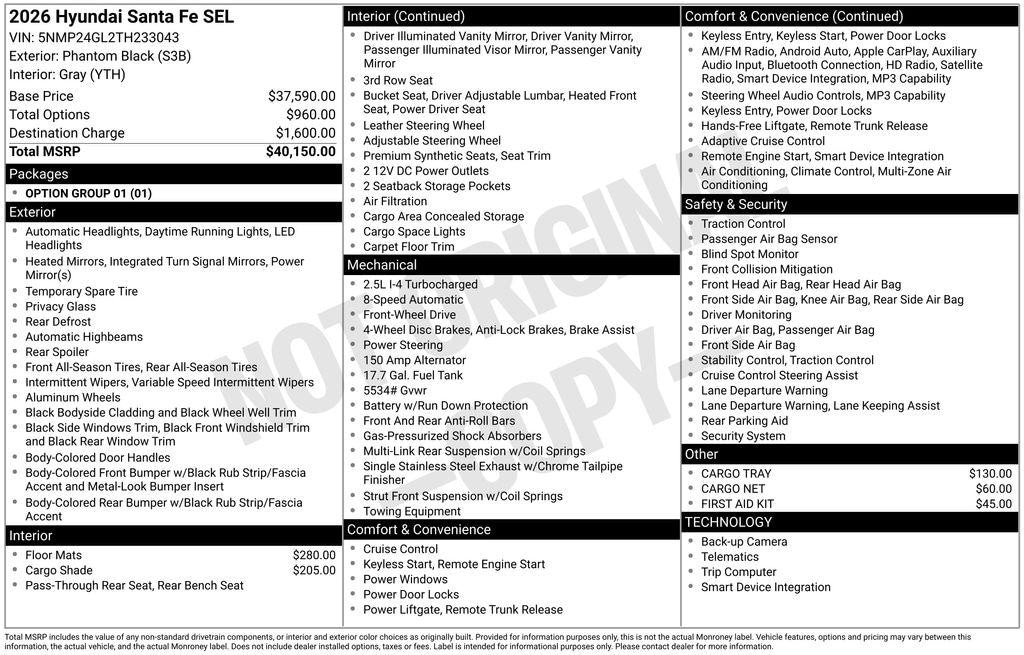 New 2026 Hyundai Santa Fe SEL FWD SUV