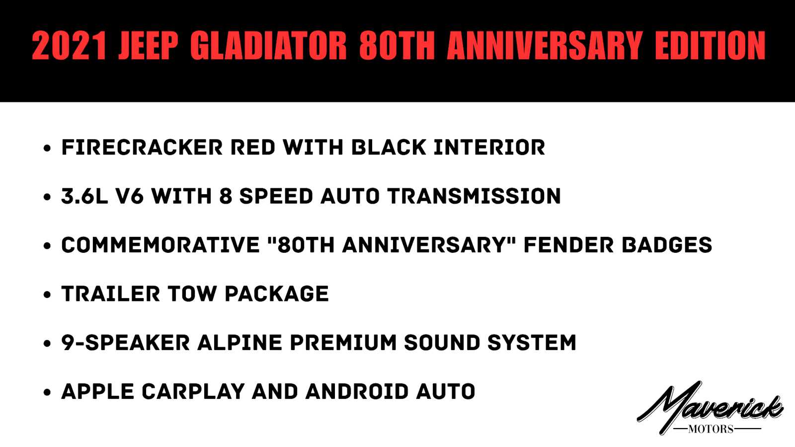 Used 2021 Jeep Gladiator 80th Anniversary 4x4 Truck