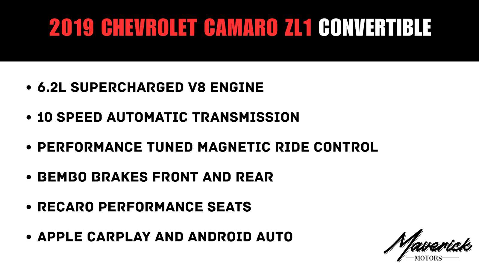 Used 2019 Chevrolet Camaro ZL1 Convertible