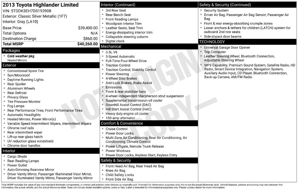 Used 2013 Toyota Highlander Limited SUV