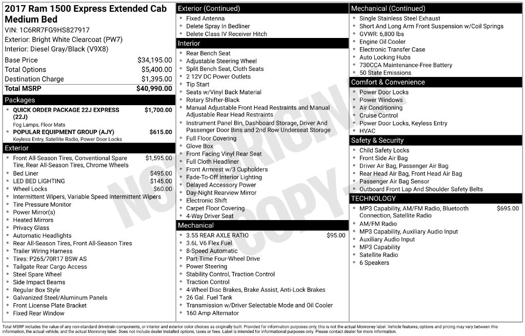 Used 2017 Ram 1500 Express Truck Quad Cab