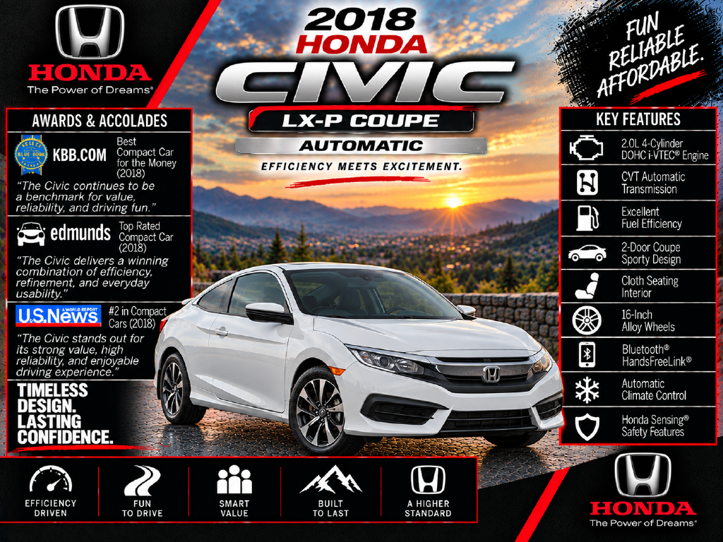 Certified 2018 Honda Civic LX-P Coupe