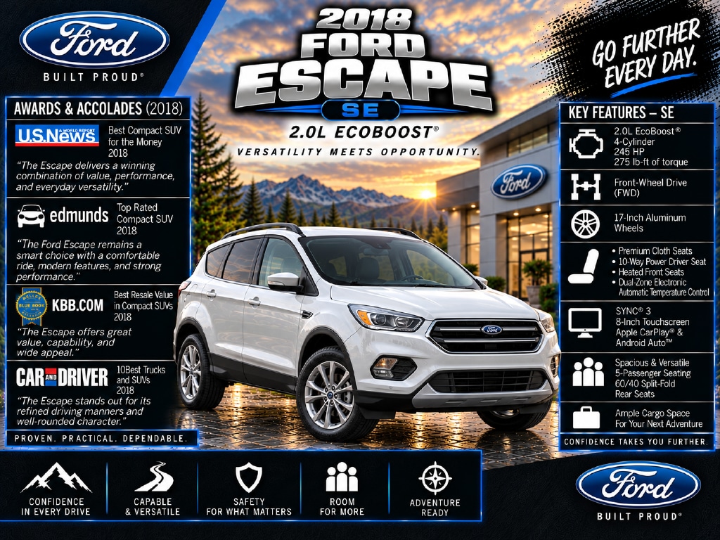 Certified 2018 Ford Escape SE with VIN 1FMCU0GD2JUC26637 for sale in Easley, SC