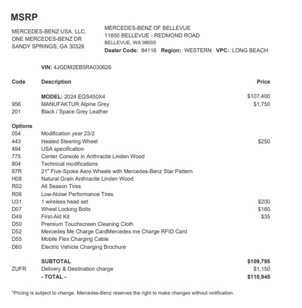 Certified 2024 Mercedes-Benz EQS 4MATIC SUV