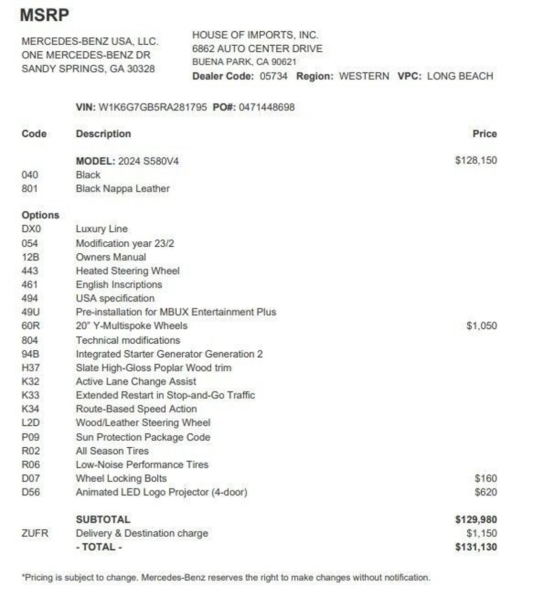 Certified 2024 Mercedes-Benz S-Class S 580 4MATIC Sedan