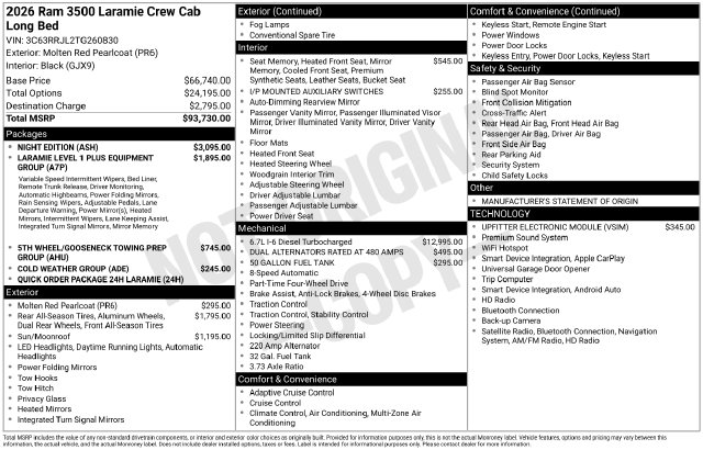 New 2026 Ram 3500 Laramie Pickup
