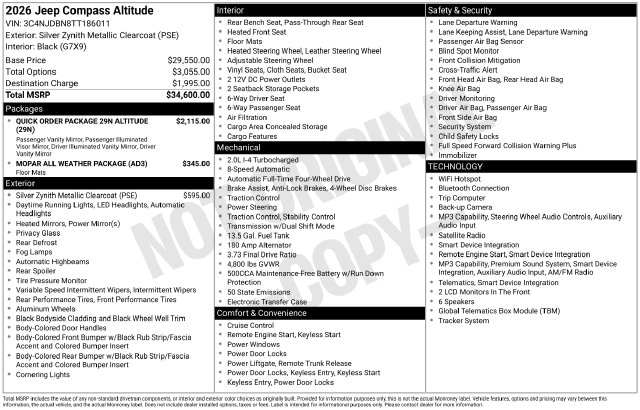 Used 2026 Jeep Compass Altitude Special Edition SUV