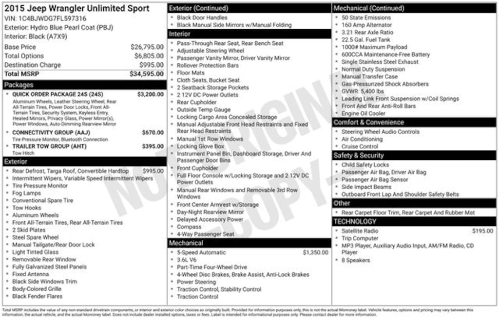 Used 2015 Jeep Wrangler Unlimited Sport SUV