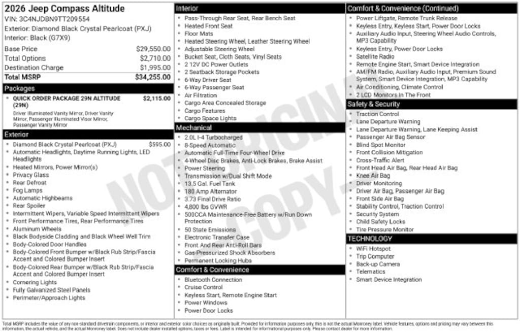 New 2026 Jeep Compass Altitude Sport Utility
