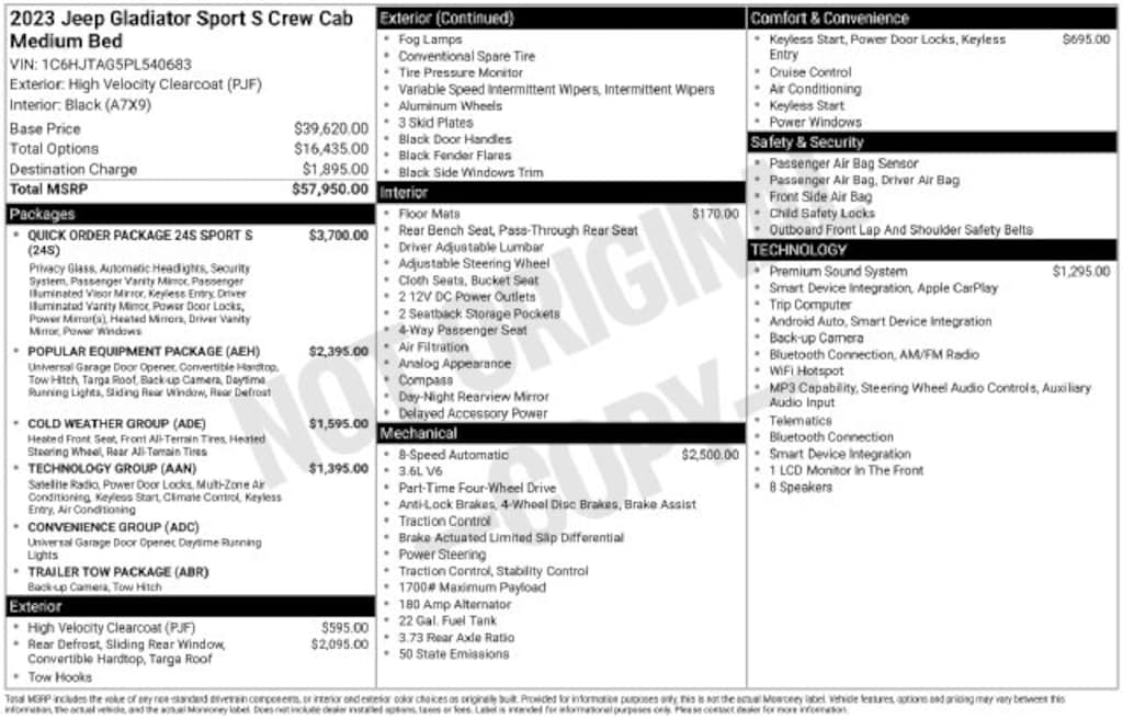 Used 2023 Jeep Gladiator Sport S Truck