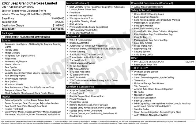 New 2027 Jeep Grand Cherokee Limited Sport Utility