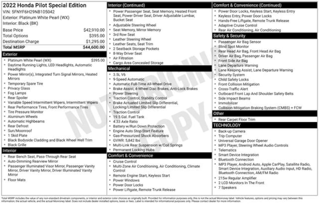 Used 2022 Honda Pilot Special Edition SUV