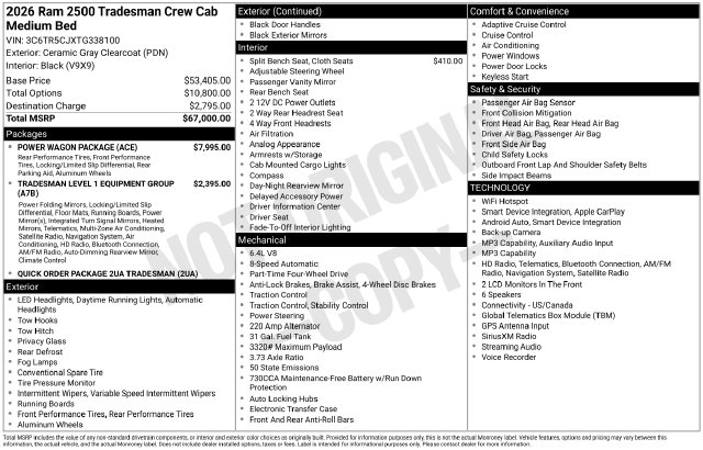 New 2026 Ram 2500 Tradesman Pickup