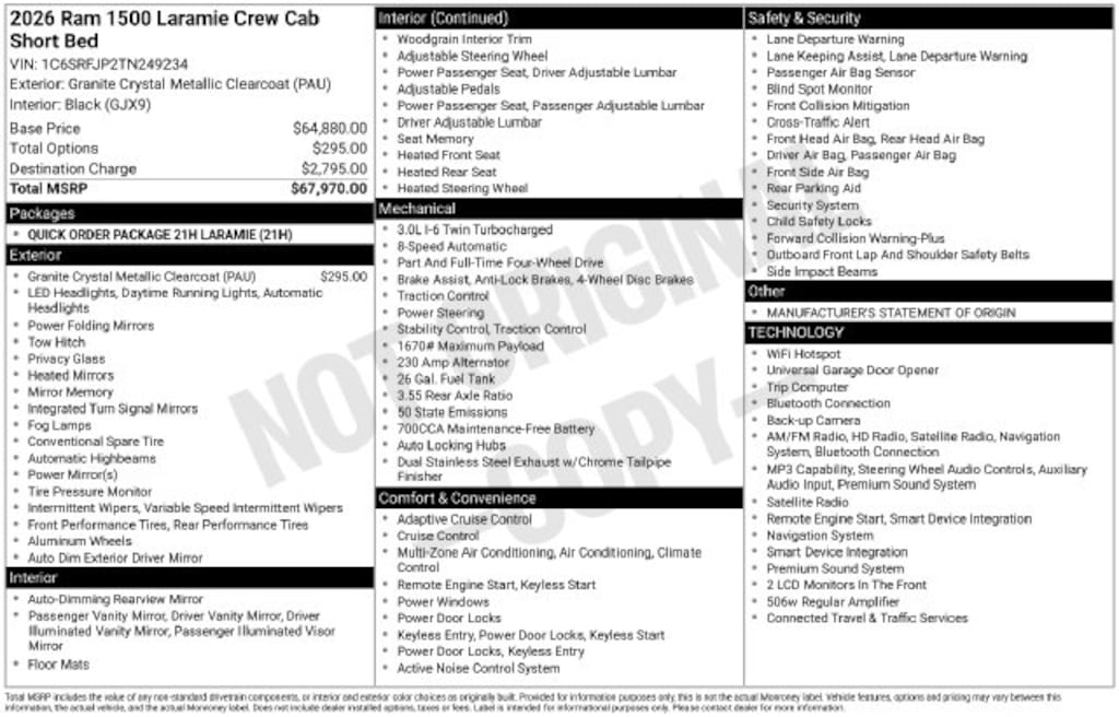 Used 2026 Ram 1500 Laramie Truck Crew Cab