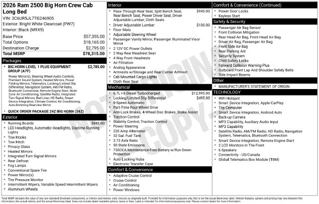 Certified 2026 Ram 2500 Big Horn Truck