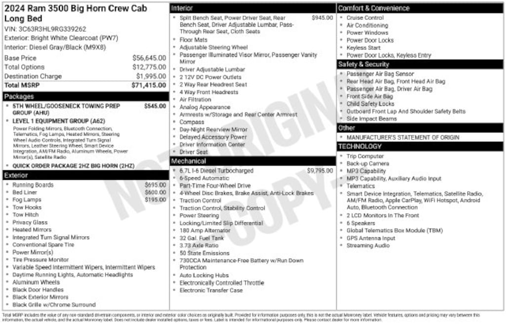 Used 2024 Ram 3500 Big Horn Truck Crew Cab