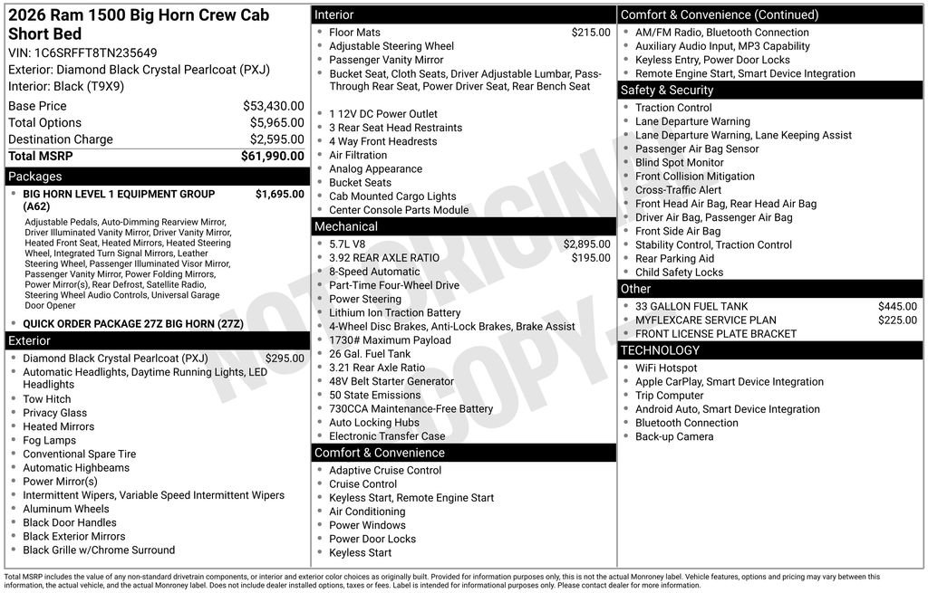 New 2026 Ram 1500 Big Horn/Lone Star Pickup