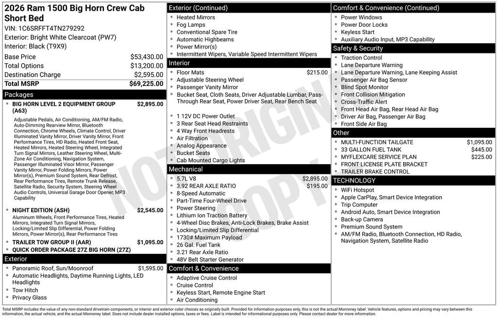 New 2026 Ram 1500 Big Horn/Lone Star Pickup