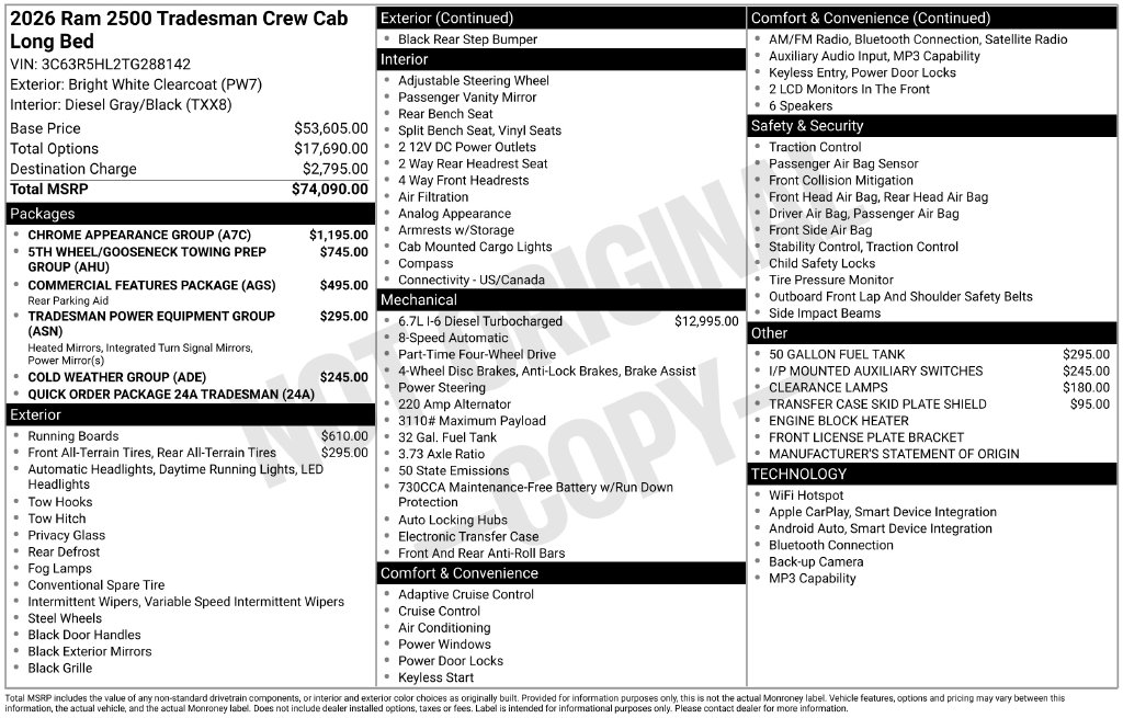 New 2026 Ram 2500 Tradesman Truck Crew Cab
