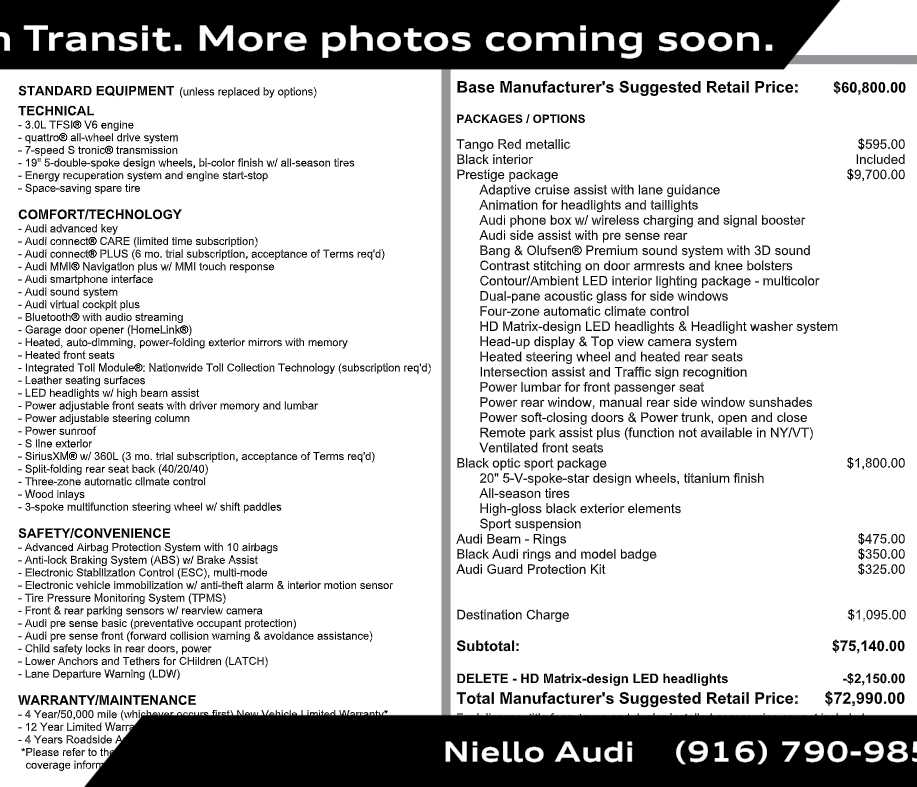 Used 2023 Audi A6 Sedan Prestige 55 TFSI quattro