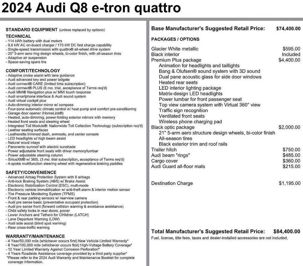 Used 2024 Audi Q8 e-tron Premium Plus quattro