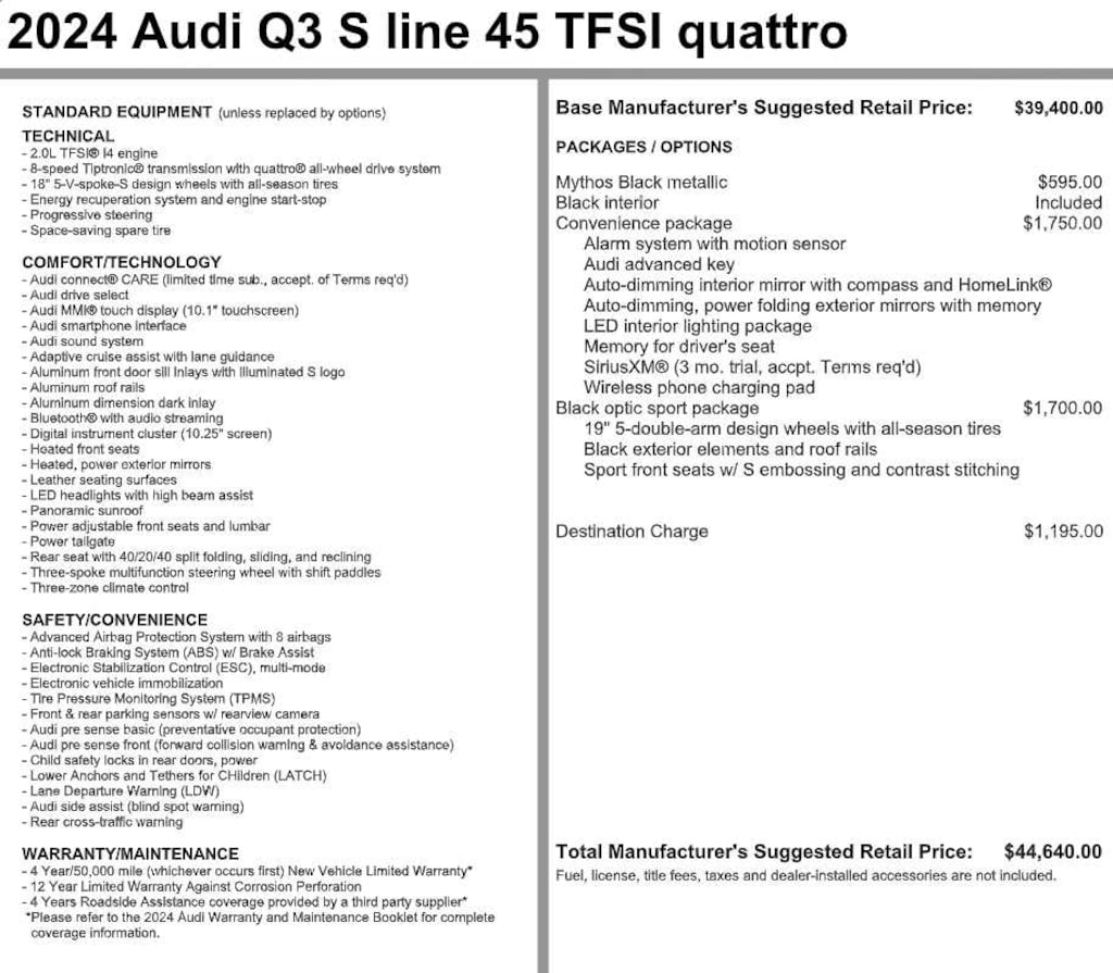 Used 2024 Audi Q3 S Line Premium 45 TFSI quattro
