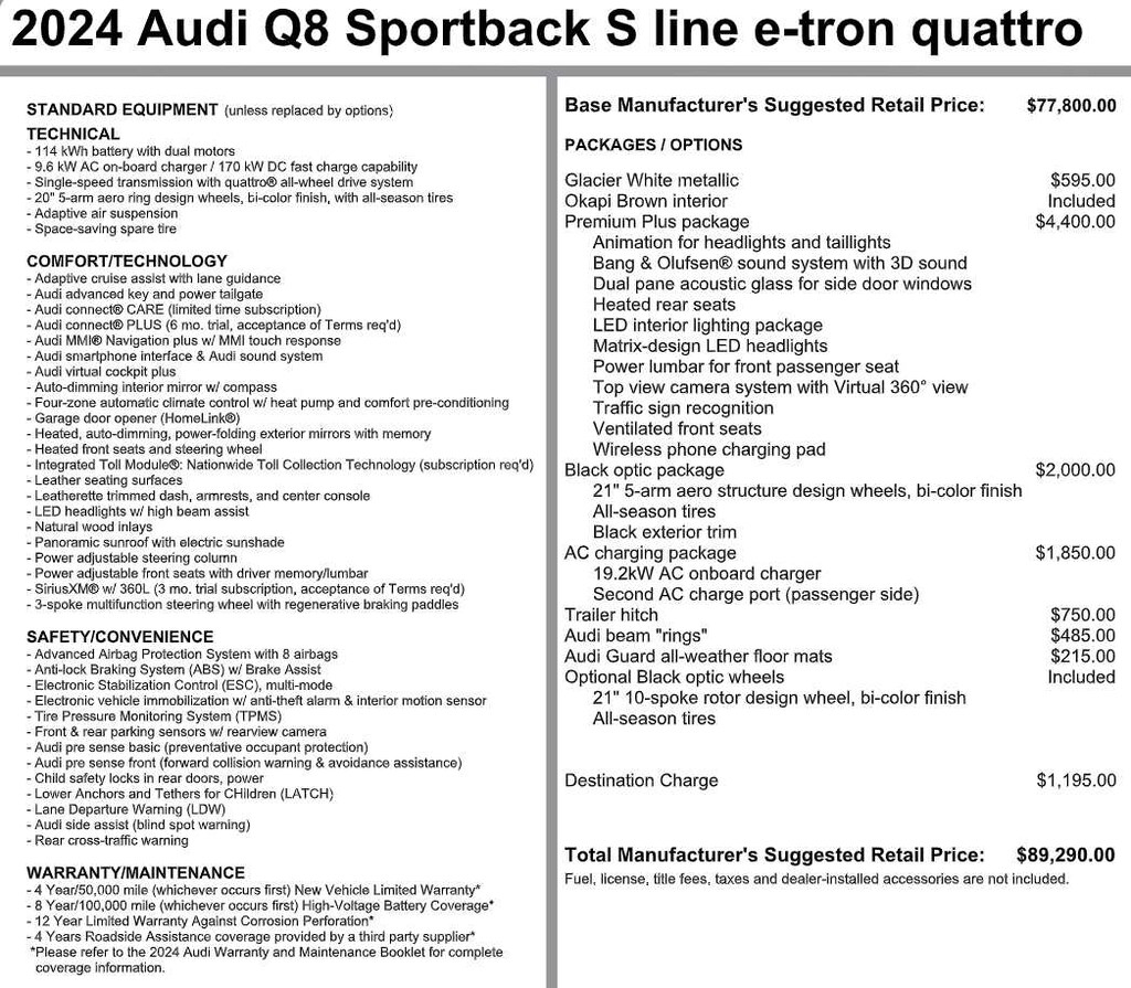Used 2024 Audi Q8 e-tron Sportback S Line Premium Plus quattro