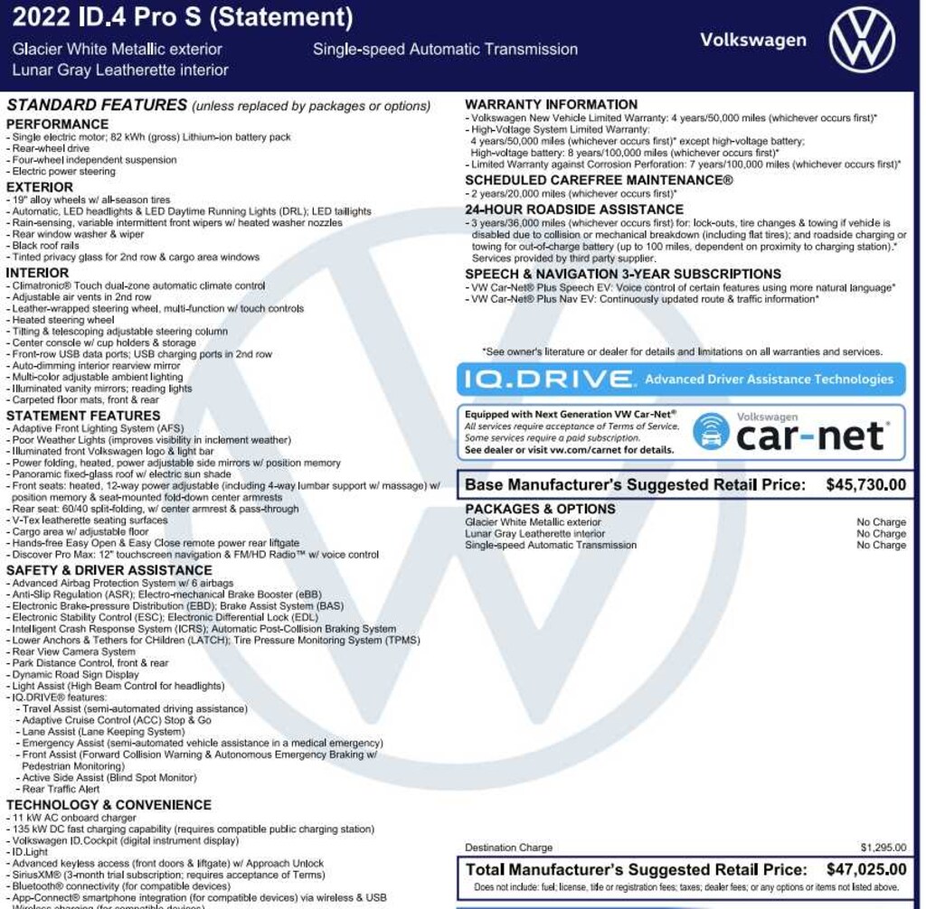 Used 2022 Volkswagen ID.4 Pro S RWD