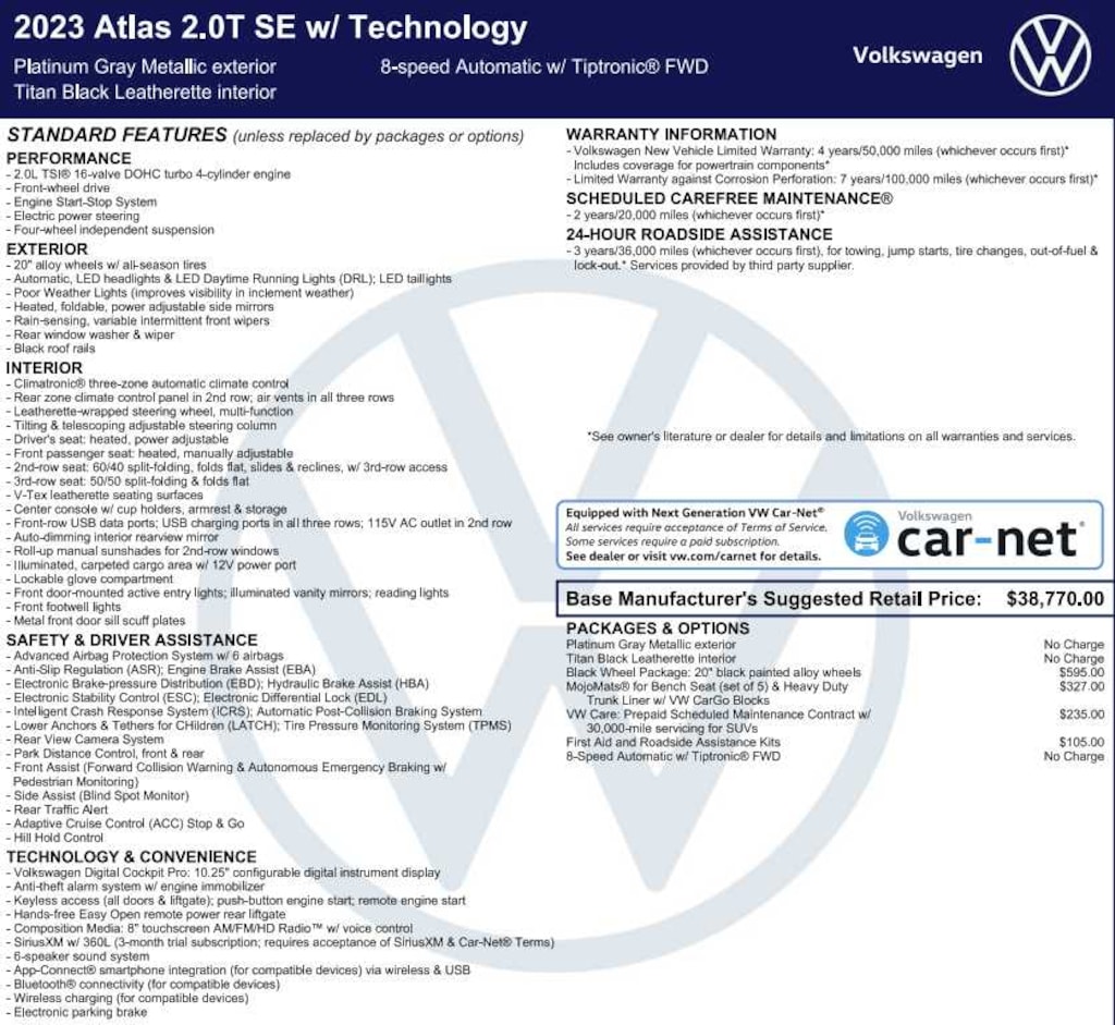 Used 2023 Volkswagen Atlas 2.0T SE w/Technology FWD