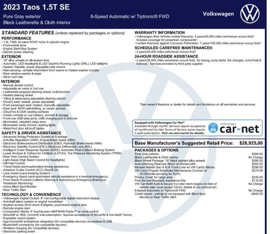 Used 2023 Volkswagen Taos SE FWD