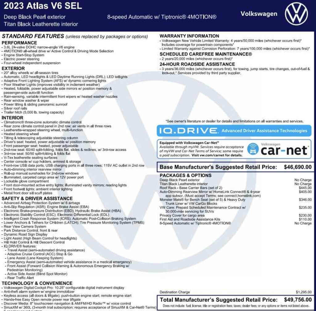 Used 2023 Volkswagen Atlas 3.6L V6 SEL 4MOTION