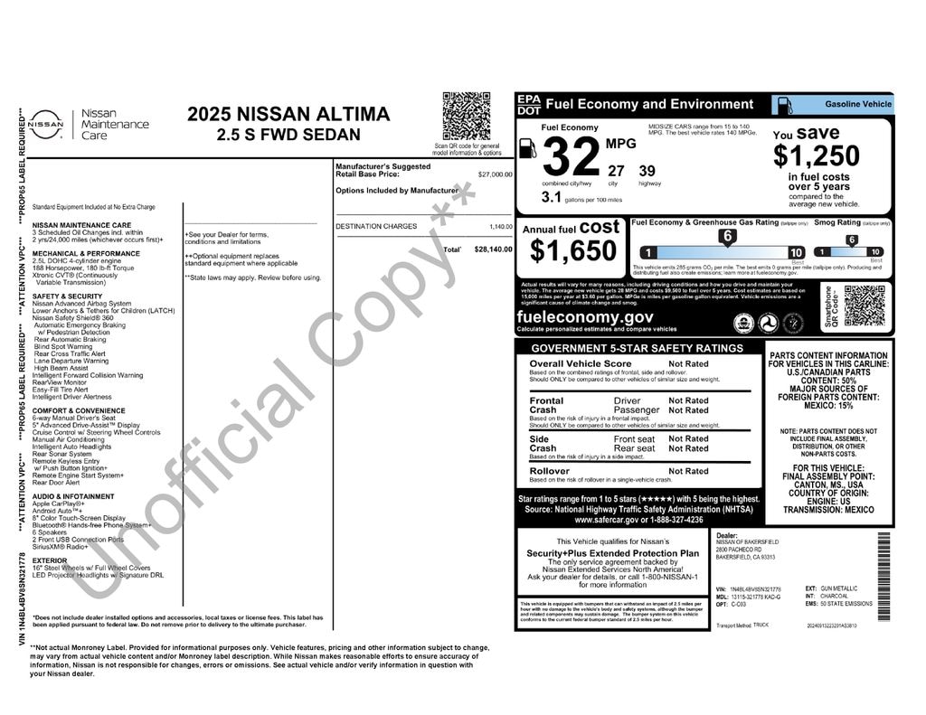 Certified 2025 Nissan Altima 2.5 S Sedan