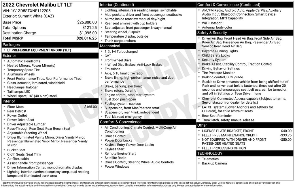 Used 2022 Chevrolet Malibu LT Sedan
