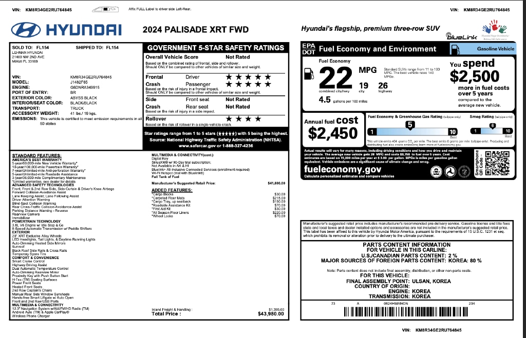 Certified 2024 Hyundai Palisade XRT SUV