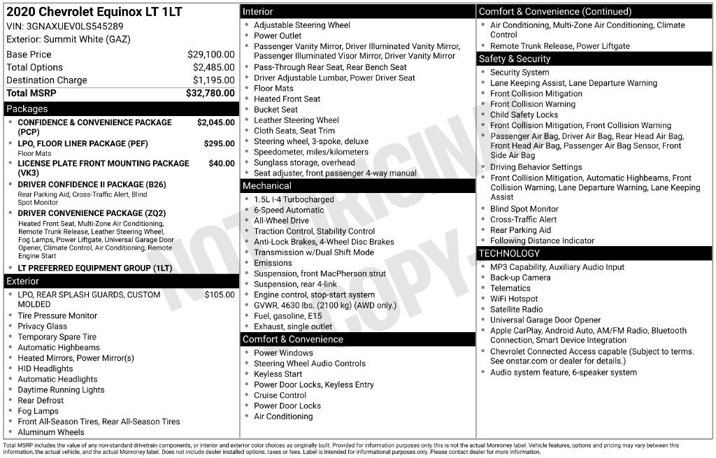 Used 2020 Chevrolet Equinox LT SUV