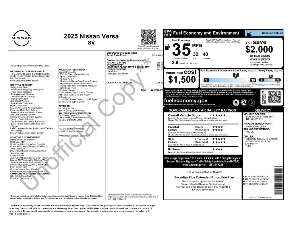 New 2025 Nissan Versa 1.6 SV Sedan