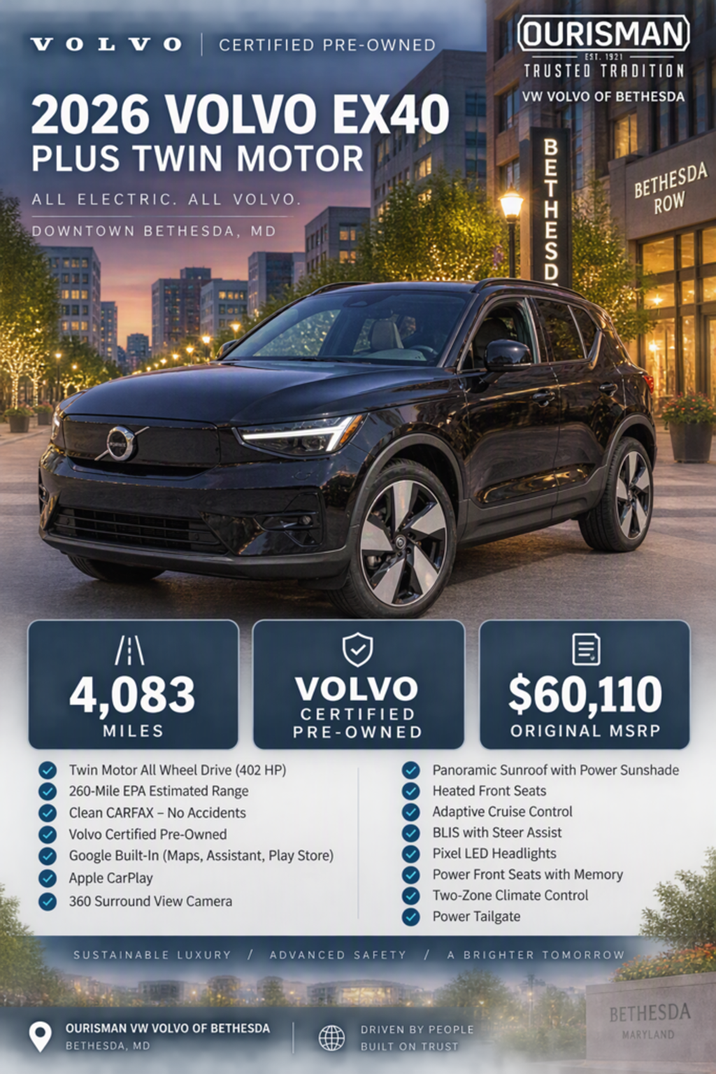 Certified 2026 Volvo EX40 Twin Motor Plus SUV
