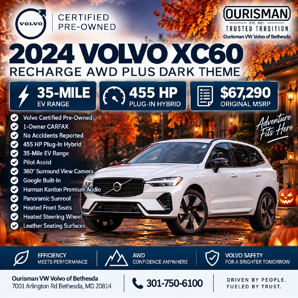 Used 2024 Volvo XC60 Recharge Plug-In Hybrid T8 Plus Dark Theme SUV