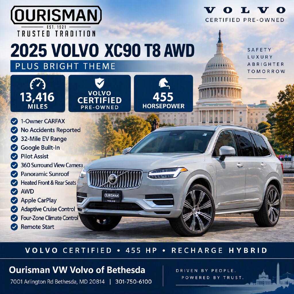 Certified 2025 Volvo XC90 Plug-In Hybrid T8 Plus SUV