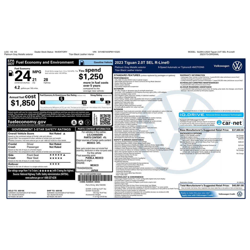 Certified 2023 Volkswagen Tiguan 2.0T SEL R-Line SUV