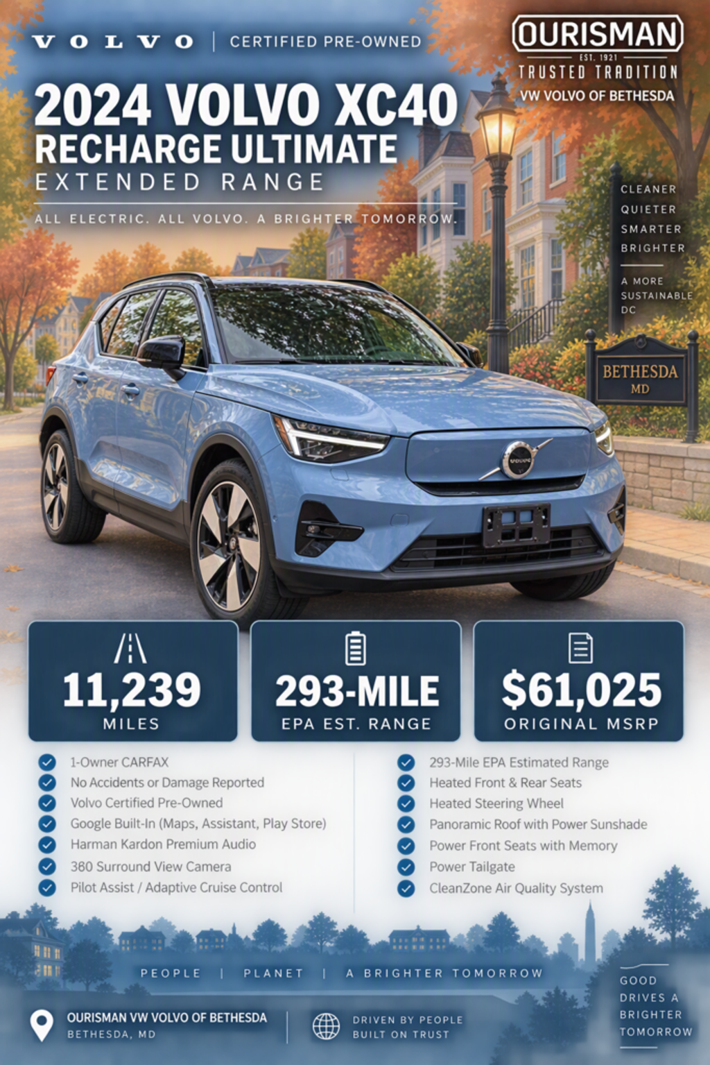 Certified 2024 Volvo XC40 Recharge Pure Electric Twin Plus SUV